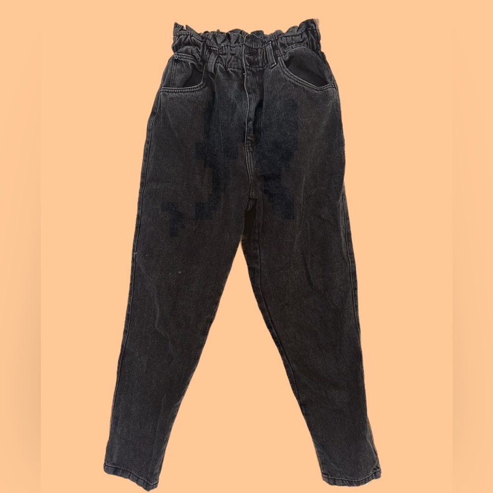 Black washed high waisted denim jeans